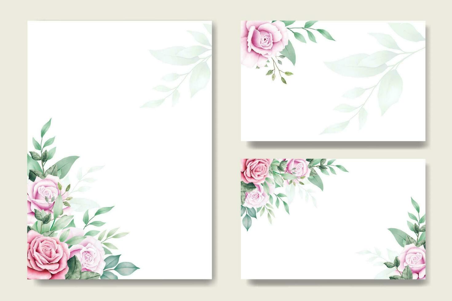 carte d'invitation de mariage avec aquarelle rose florale vecteur