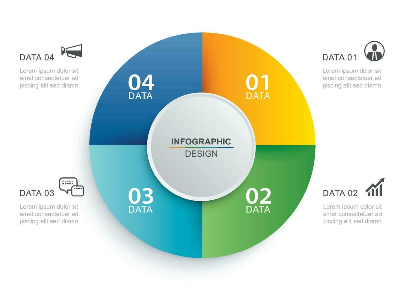 infographie cercle chronologie avec 4 nombre Les données modèle. vecteur illustration abstrait Contexte.