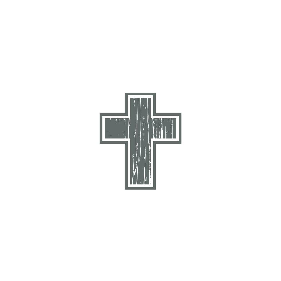 conception de logo ou d'icône de croix en bois vecteur