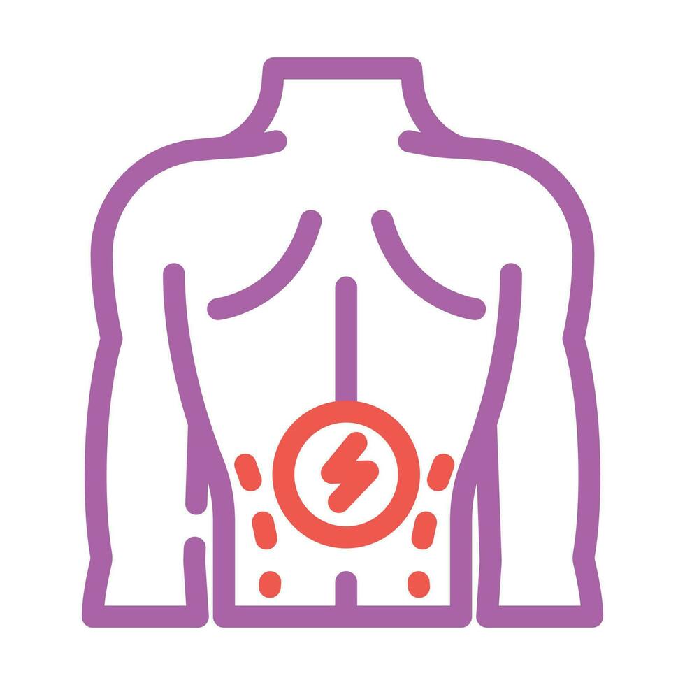 inférieur retour douleur corps mal Couleur icône vecteur illustration