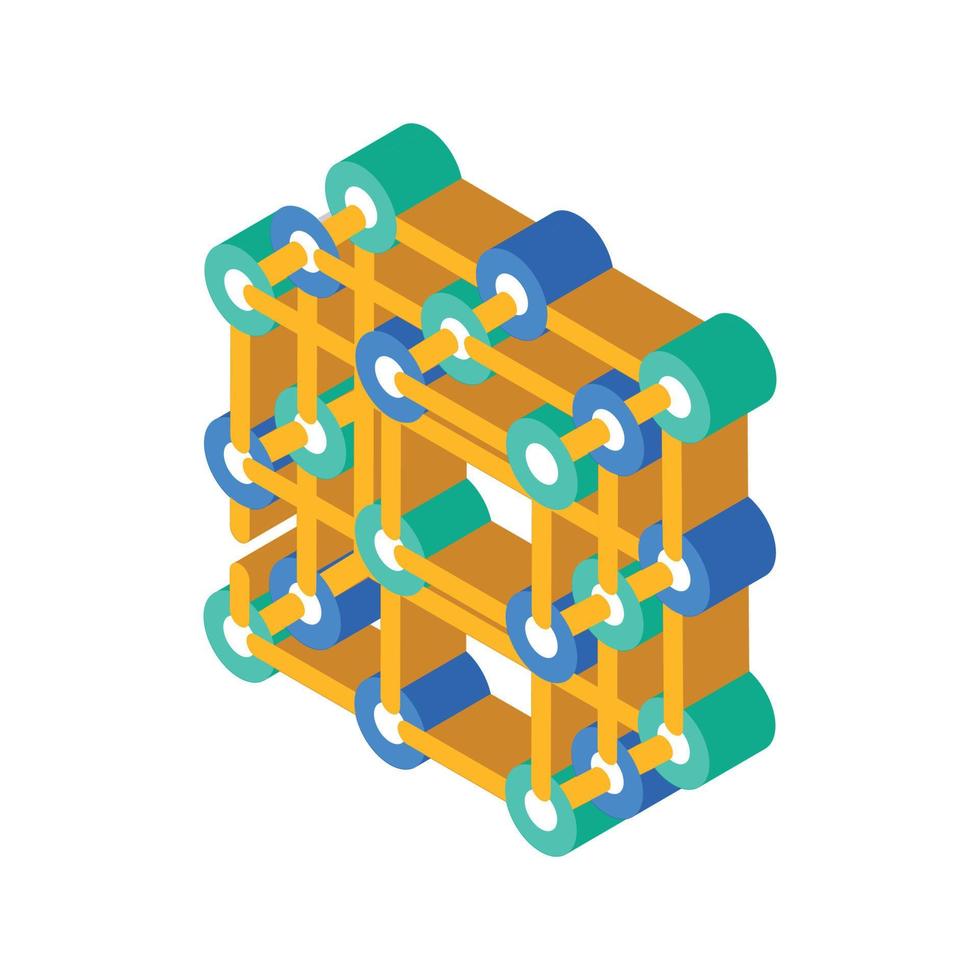 réseau moléculaire structure isométrique icône vecteur illustration