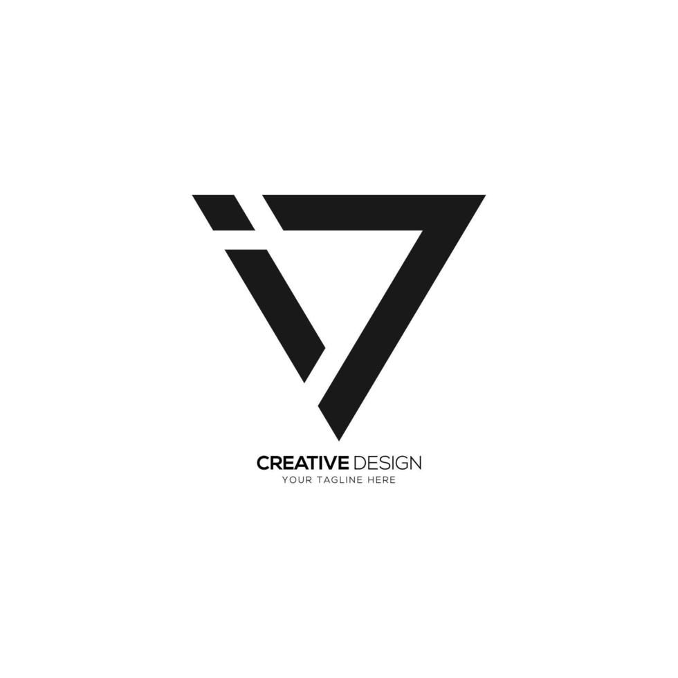 lettre je v Créatif Triangle art monogramme logo vecteur