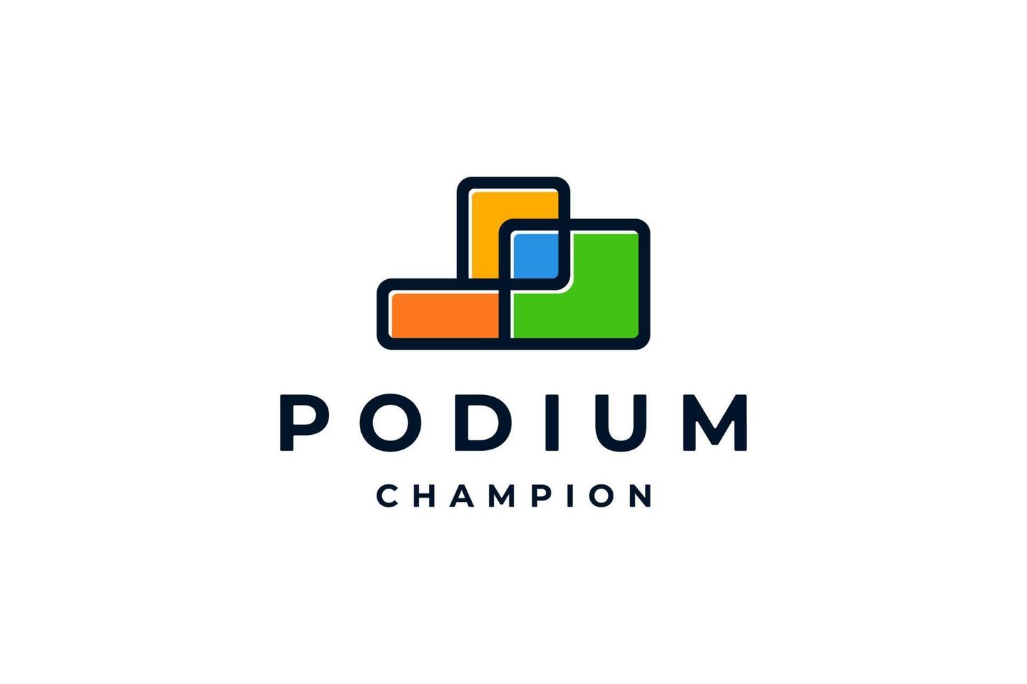 Orange vert podium champion tournoi logo vecteur