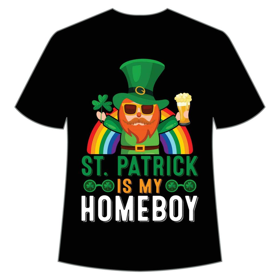 st patrick's est mon garçon à la maison chemise impression modèle, chanceux charmes, irlandais, toutes les personnes a une peu la chance typographie conception vecteur