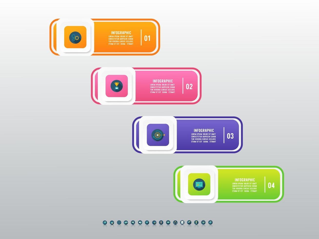 conception infographique de la chronologie avec des icônes 4 étapes. vecteur