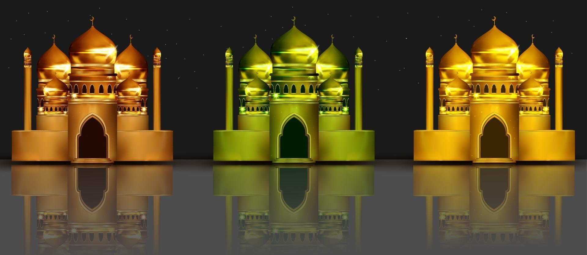illustration 3d de la collection de la mosquée vecteur