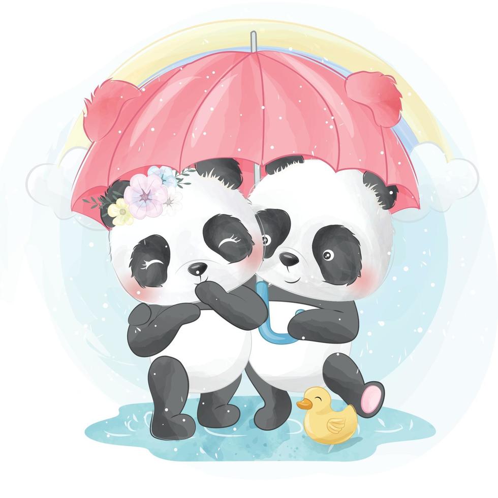 illustration de couple mignon panda vecteur