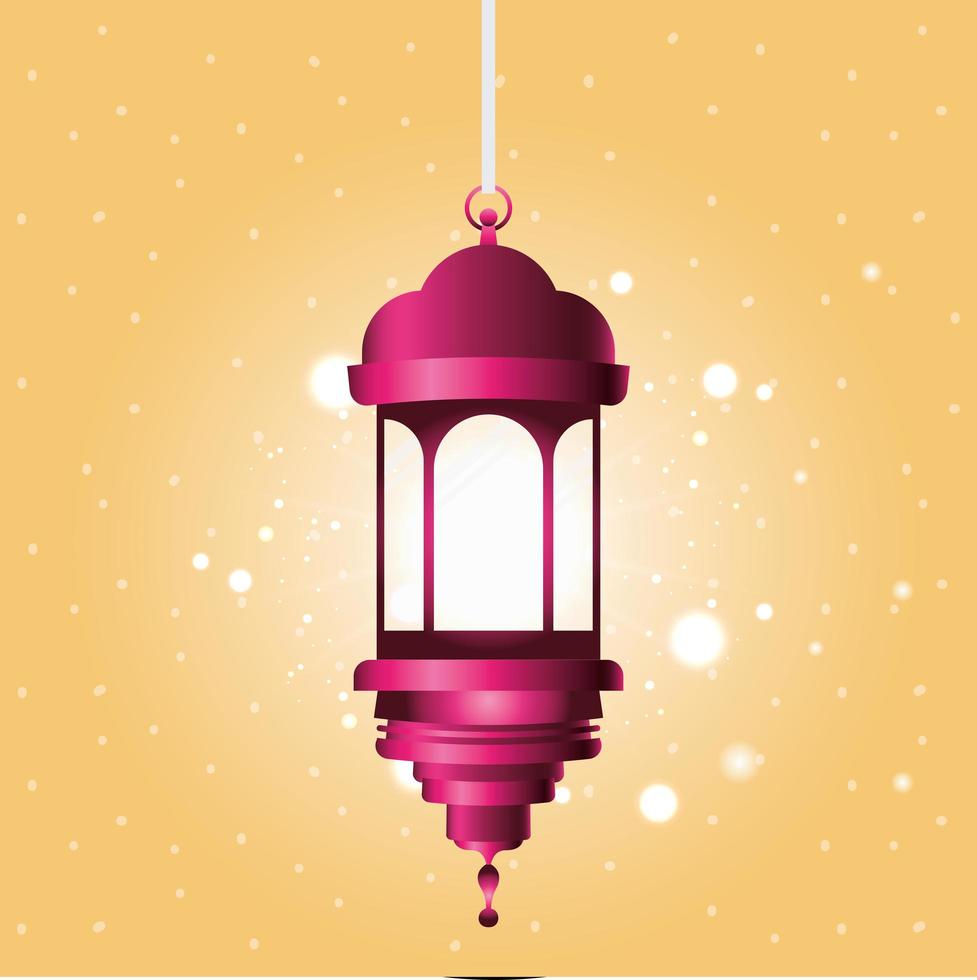 ramadan kareem lanterne violette suspendue vecteur