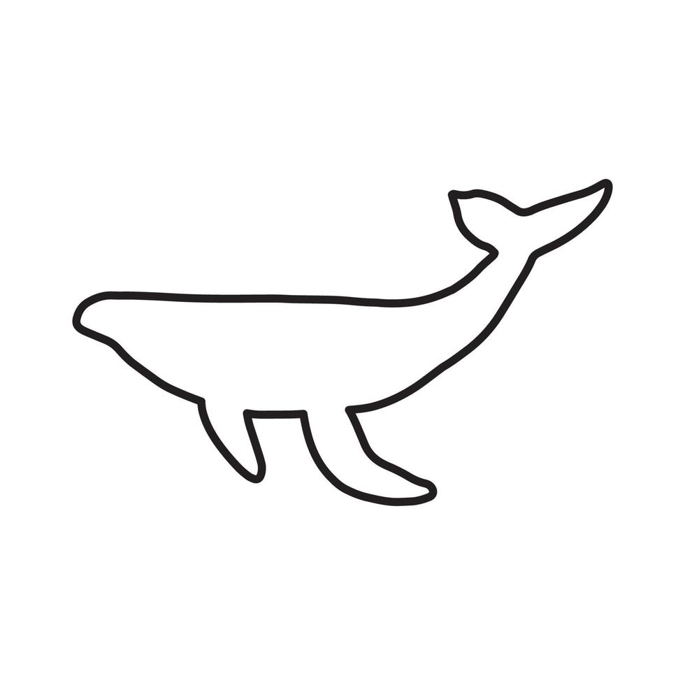baleine, noir ligne silhouette océan animal. la vie marine dans scandinave style sur une blanc Contexte. génial pour affiche, carte, vêtements imprimer. vecteur illustration