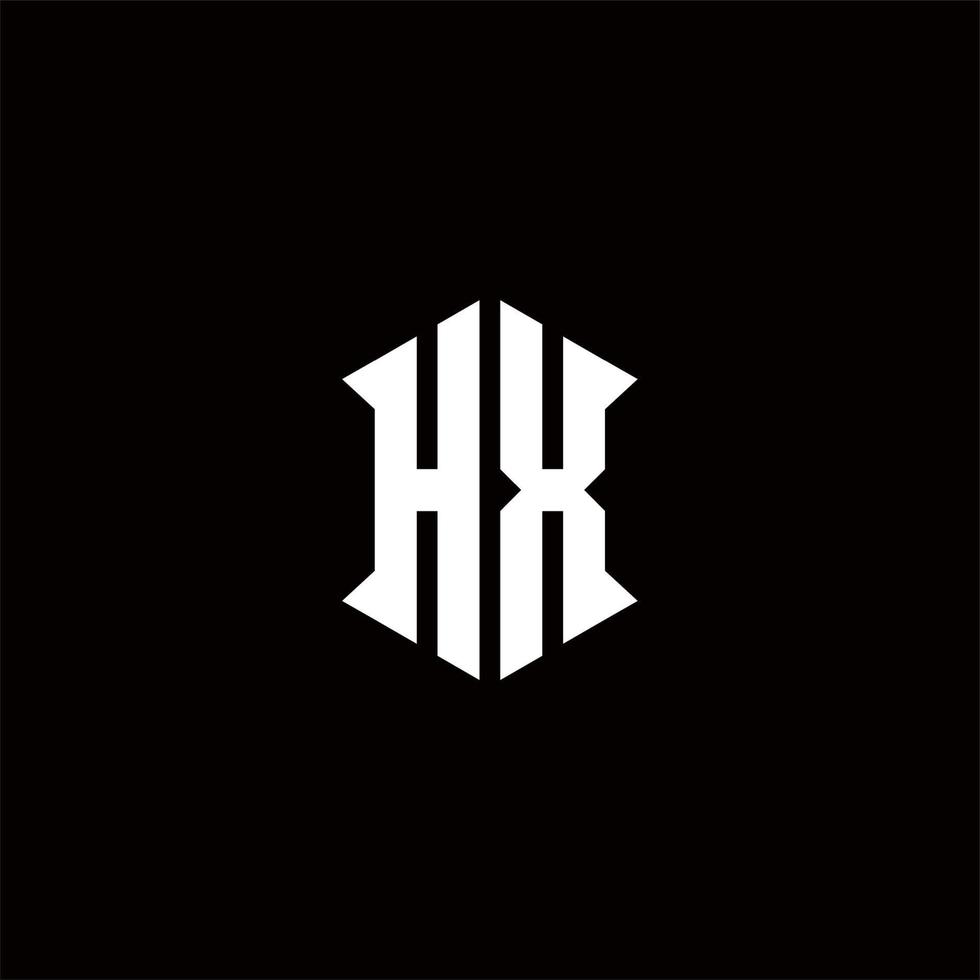 hx logo monogramme avec bouclier forme dessins modèle vecteur