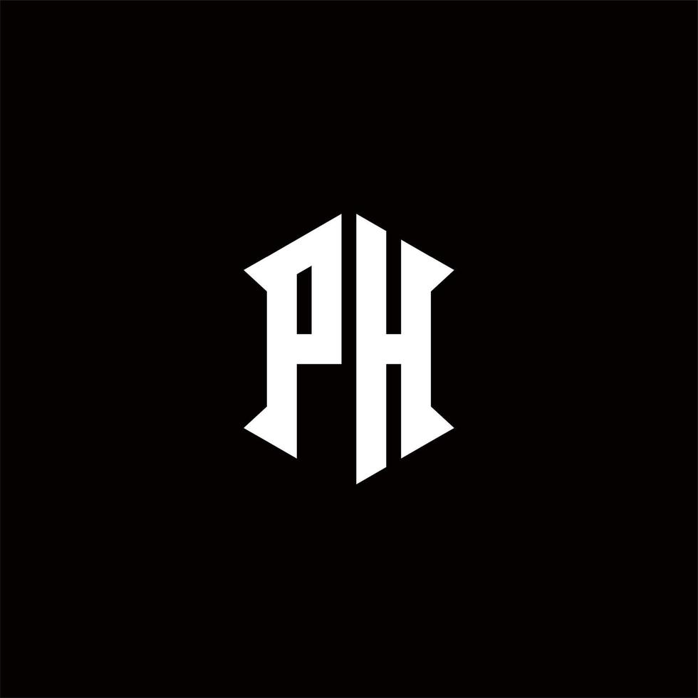 ph logo monogramme avec bouclier forme dessins modèle vecteur