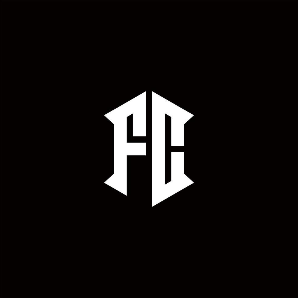 fc logo monogramme avec bouclier forme dessins modèle vecteur