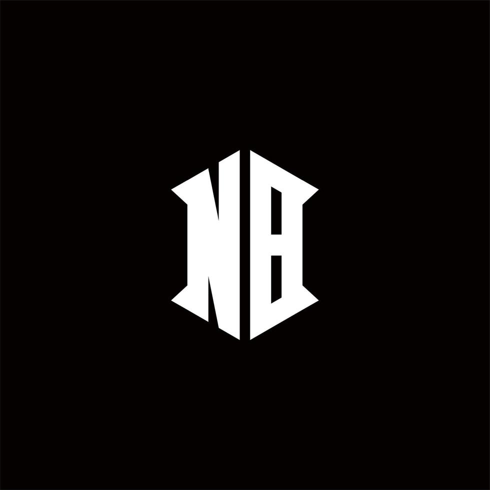 nb logo monogramme avec bouclier forme dessins modèle vecteur