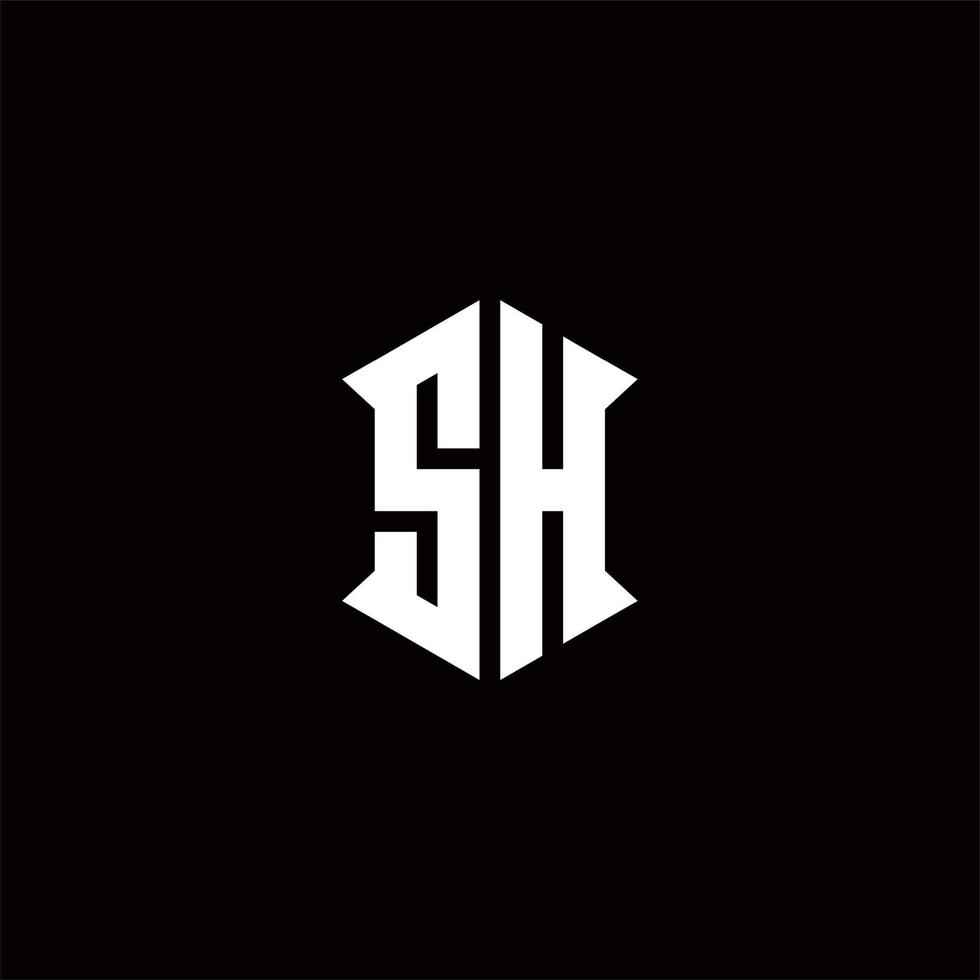 sh logo monogramme avec bouclier forme dessins modèle vecteur