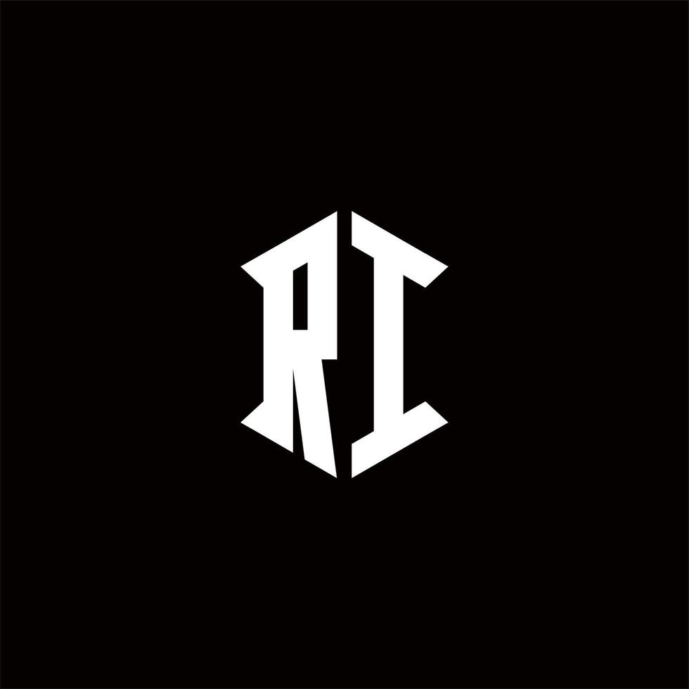 ri logo monogramme avec bouclier forme dessins modèle vecteur