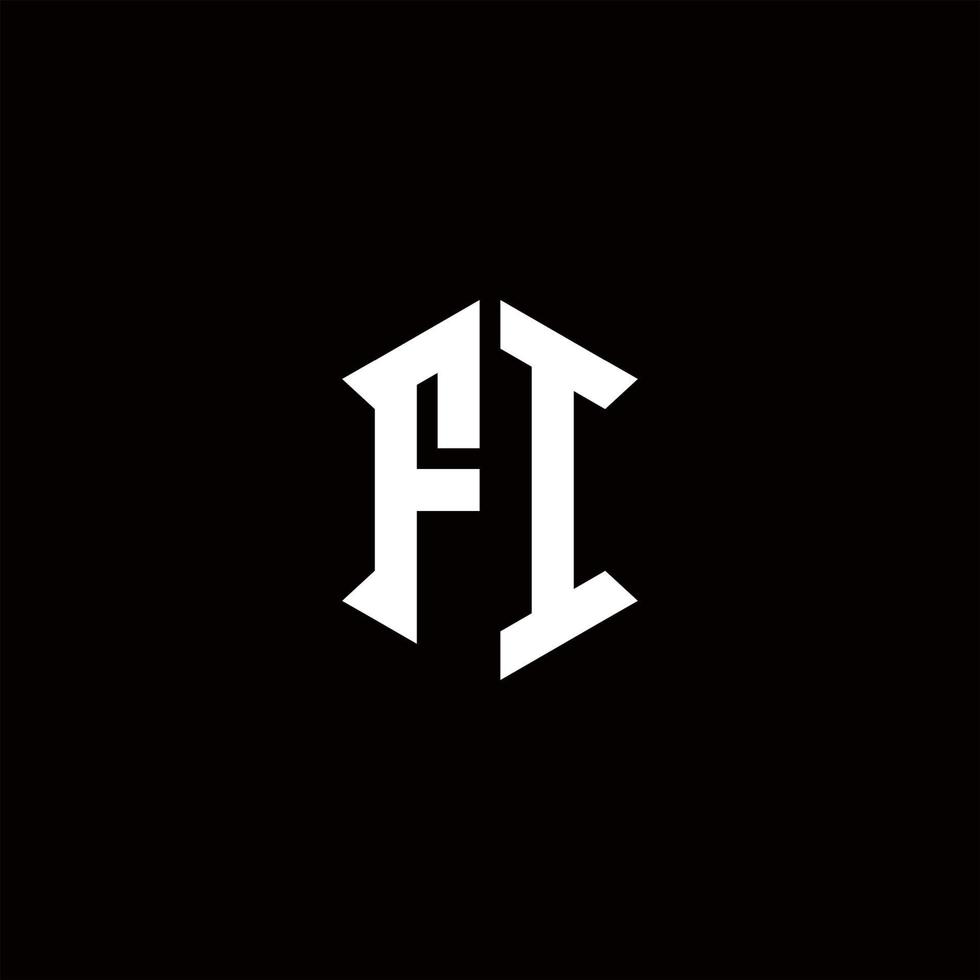Fi logo monogramme avec bouclier forme dessins modèle vecteur