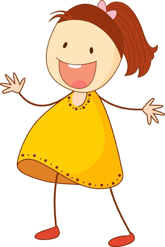 personnage de dessin animé mignon fille dans un style doodle isolé vecteur