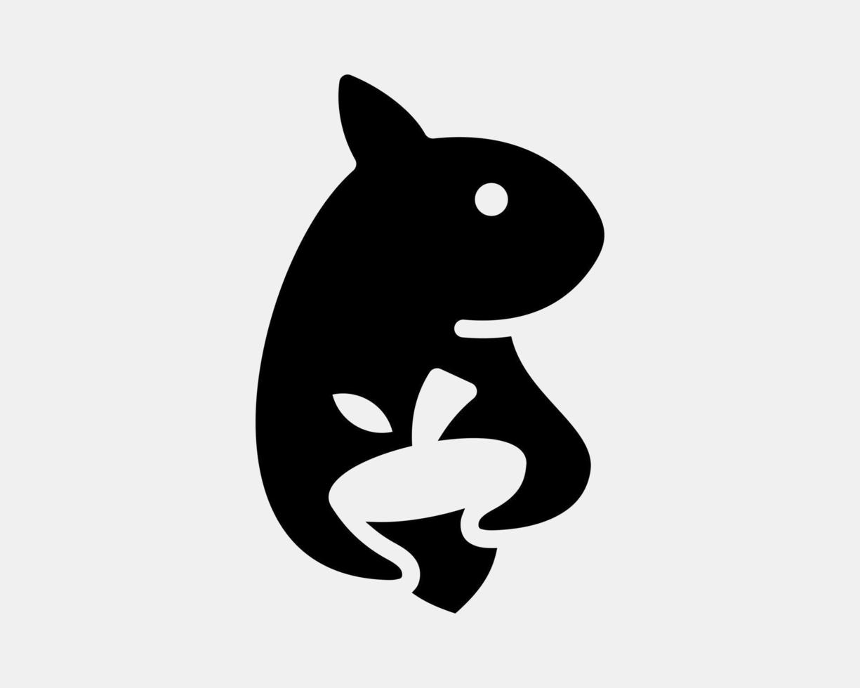 écureuil tamia en portant gland négatif plat silhouette minimal unique mascotte vecteur logo conception