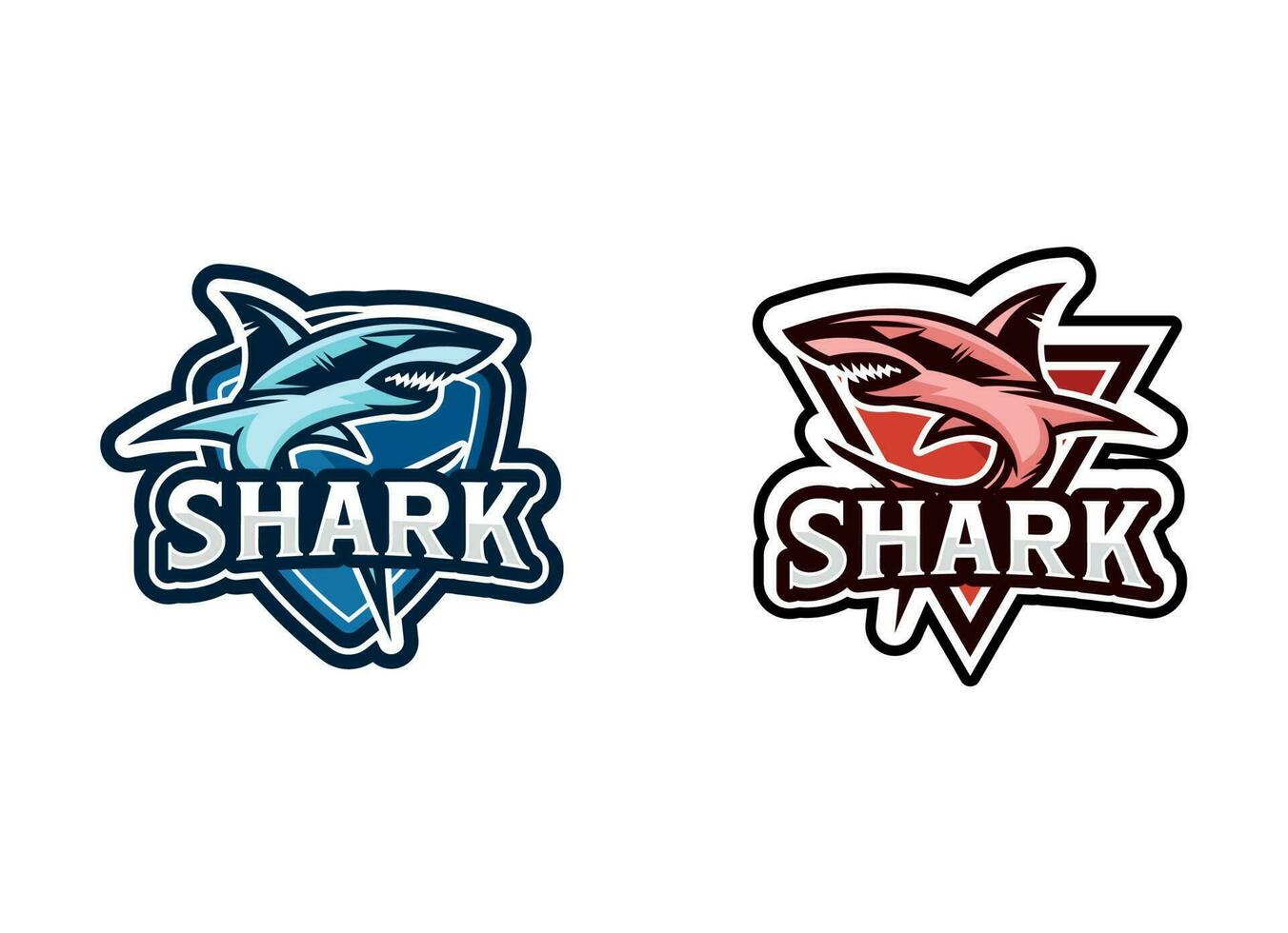 modèle de logo de mascotte de jeu esport requin poisson vecteur