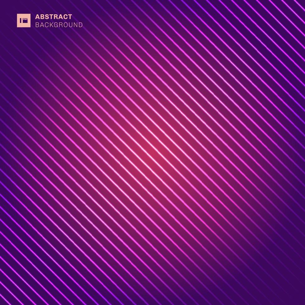 motif abstrait rayures diagonales ligne laser lumière sur fond de couleur rose et violet. vecteur