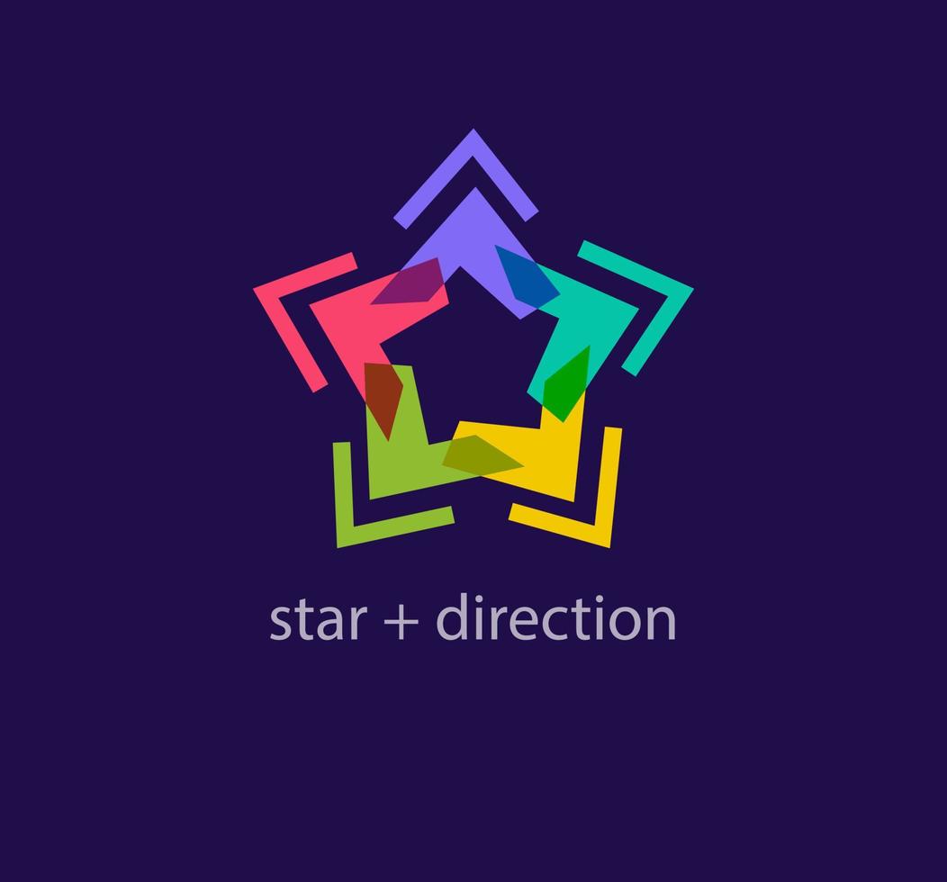 unique étoile directions logo. moderne Couleur transitions. étoile cycle logo modèle. vecteur. vecteur