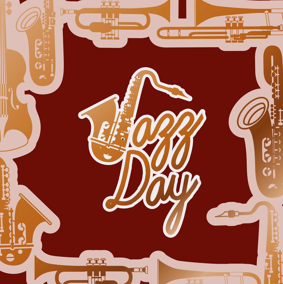 affiche de la journée du jazz avec saxophone vecteur