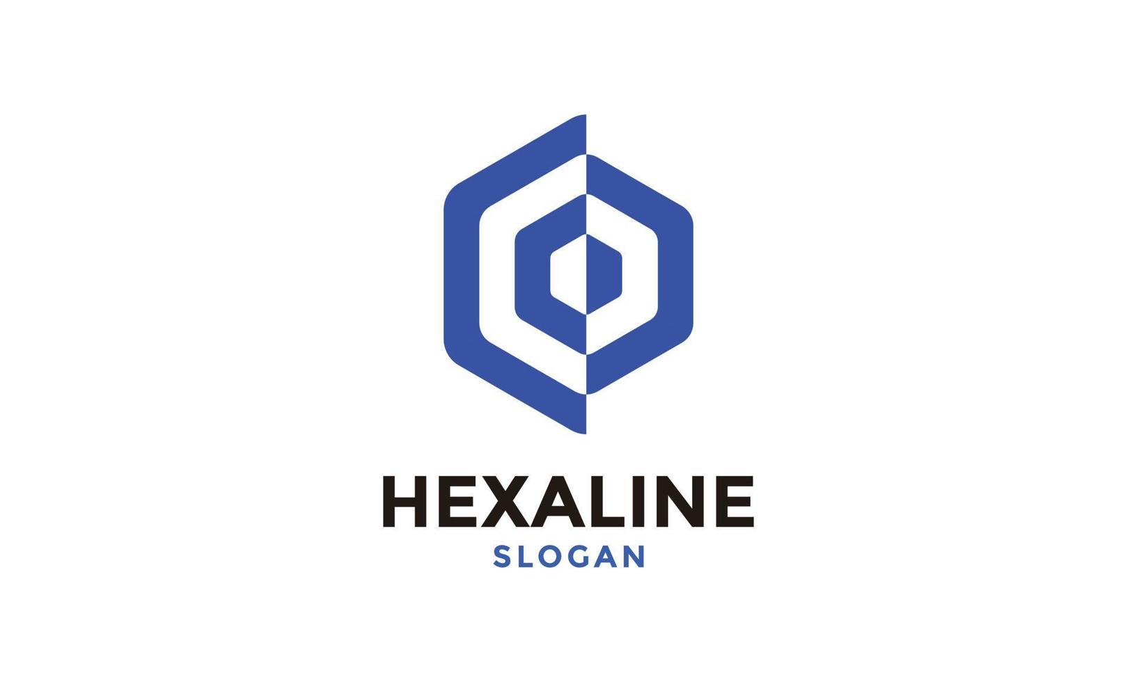 logo vecteur hexagone bleu conception minimaliste concept