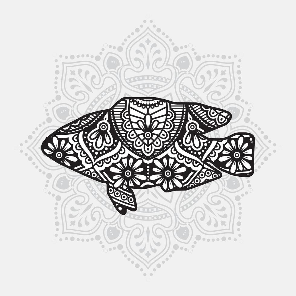 mandala animal marin. éléments décoratifs vintage. motif oriental, illustration vectorielle. vecteur