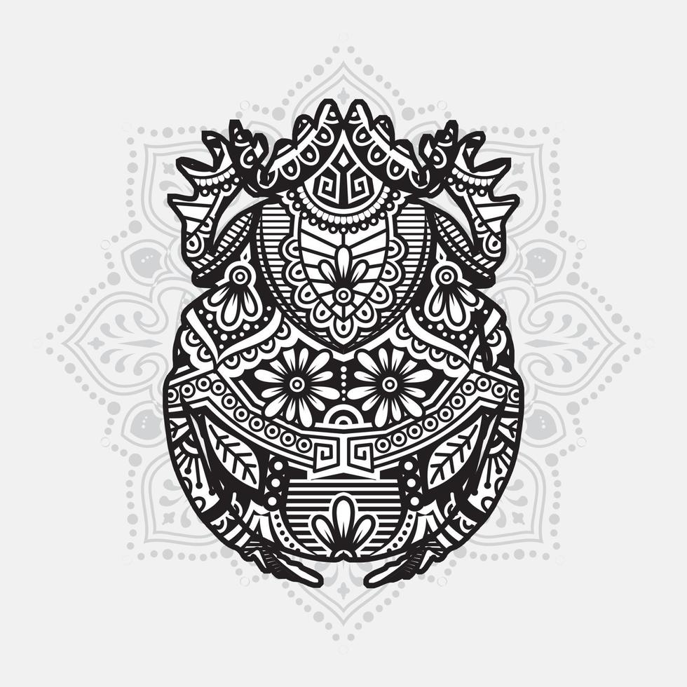 mandala d'insectes. éléments décoratifs vintage. motif oriental, illustration vectorielle. vecteur