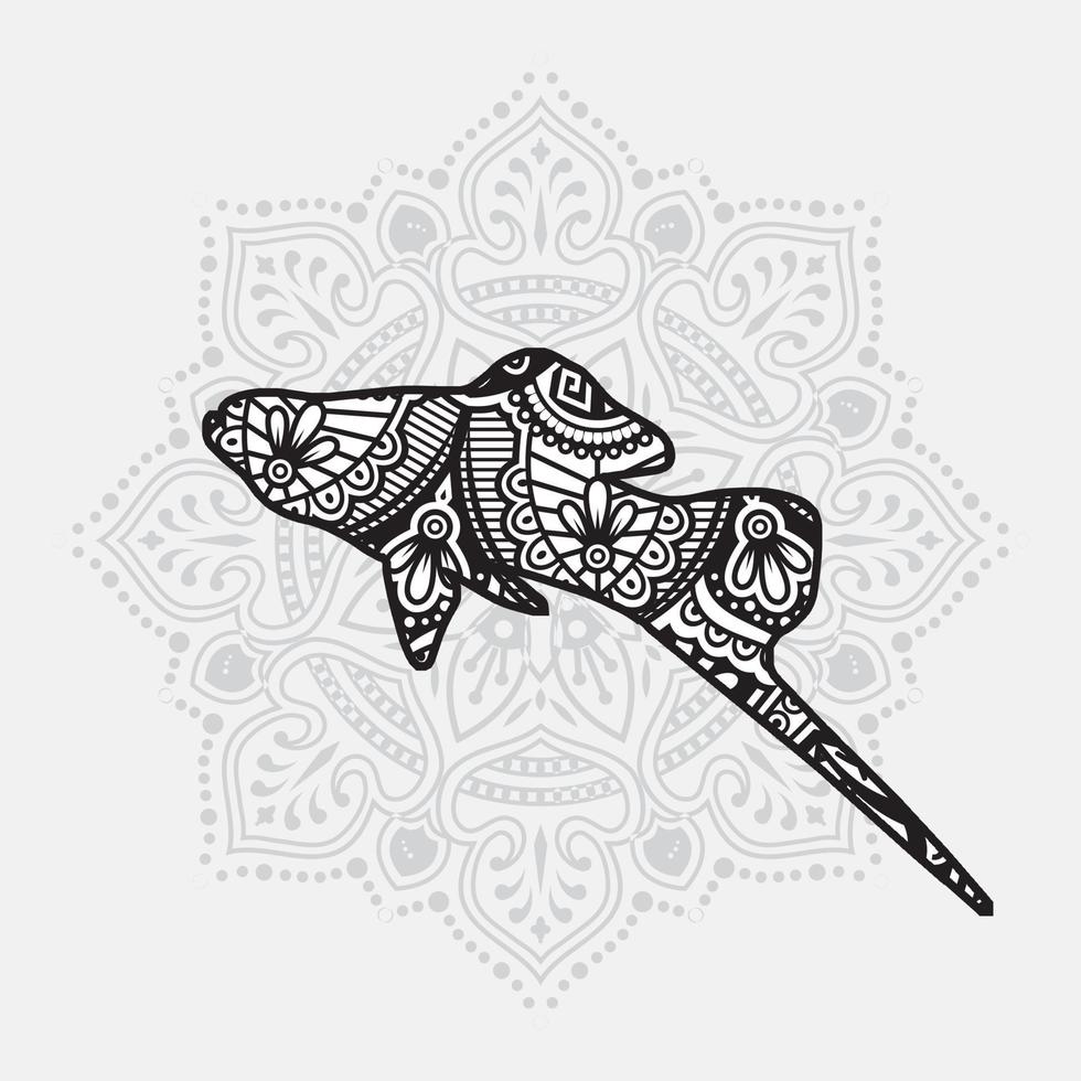 mandala animal marin. éléments décoratifs vintage. motif oriental, illustration vectorielle. vecteur