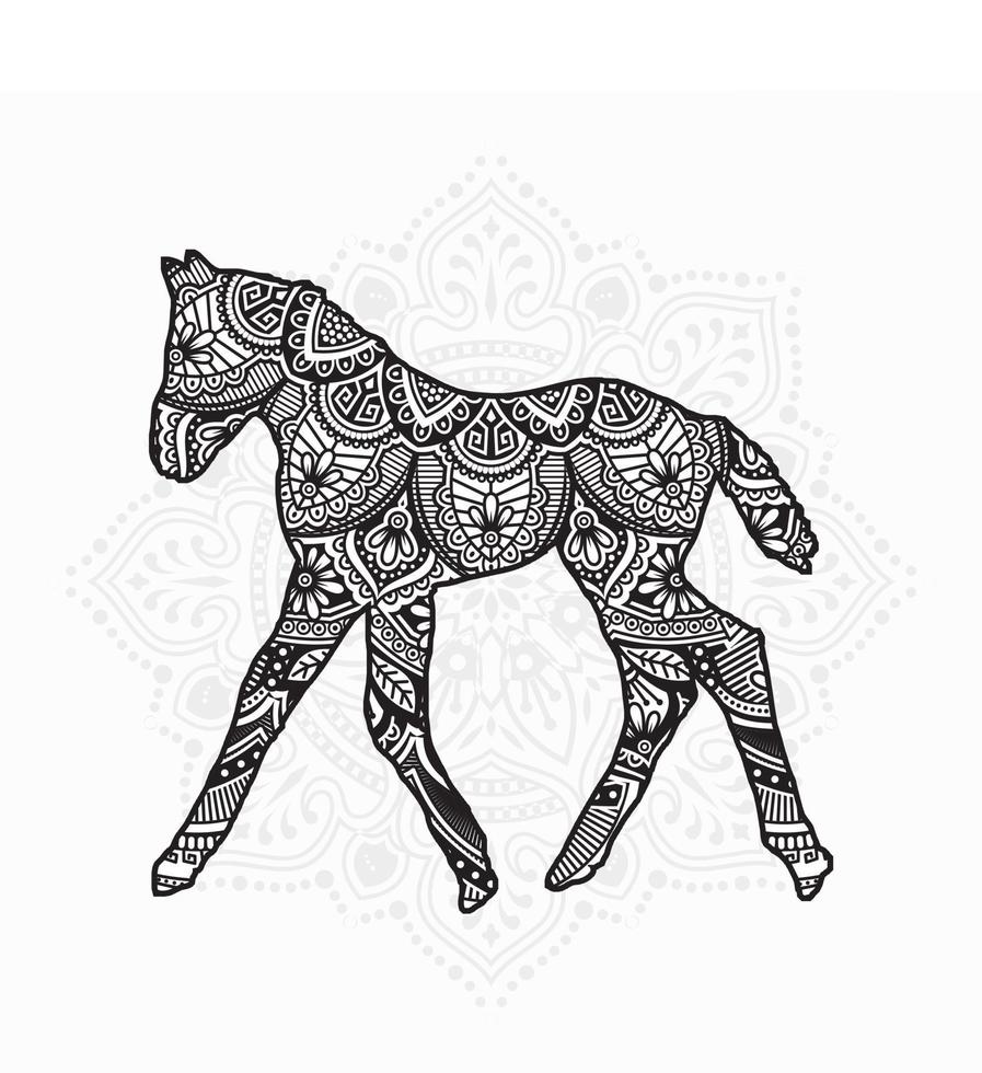 mandala de cheval. éléments décoratifs vintage. motif oriental, illustration vectorielle. vecteur