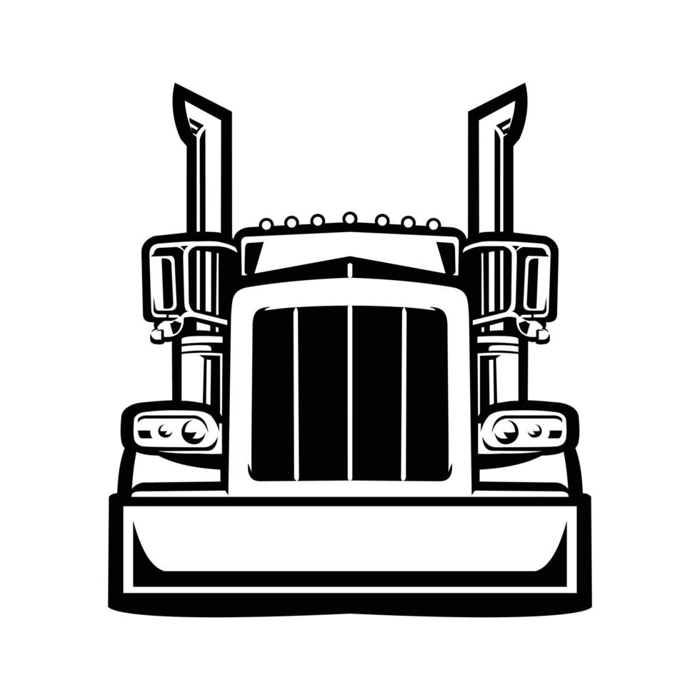 semi un camion silhouette de face vue noir et blanc vecteur art dans blanc Contexte. meilleur pour transport en relation industrie