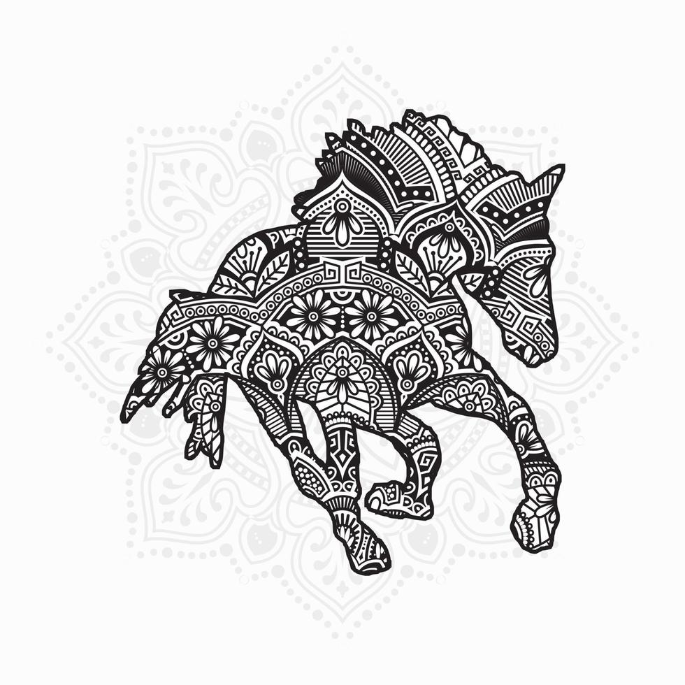 mandala de cheval. éléments décoratifs vintage. motif oriental, illustration vectorielle. vecteur