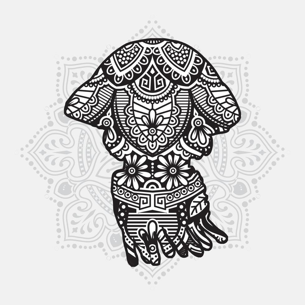 mandala animal marin. éléments décoratifs vintage. motif oriental, illustration vectorielle. vecteur