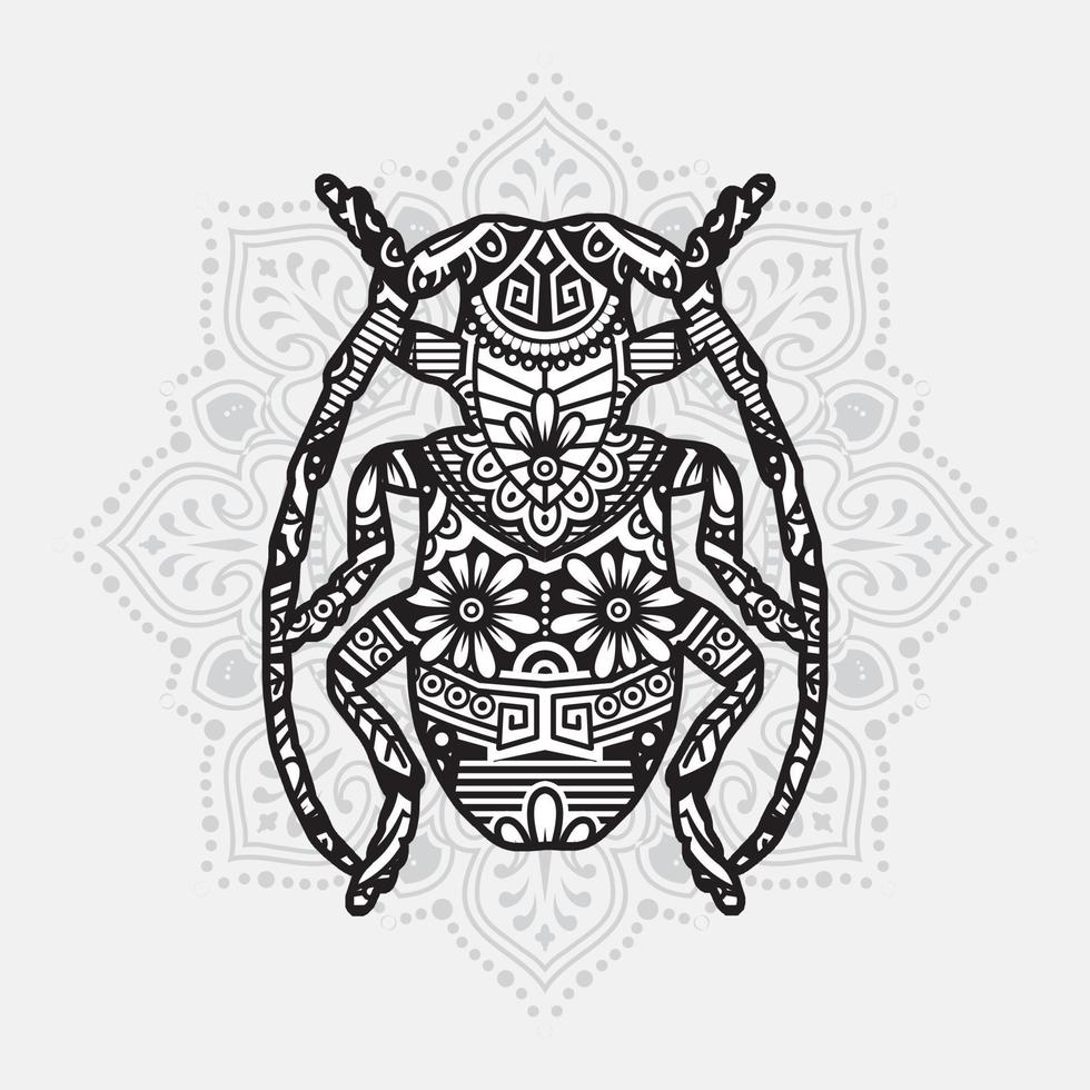 mandala d'insectes. éléments décoratifs vintage. motif oriental, illustration vectorielle. vecteur