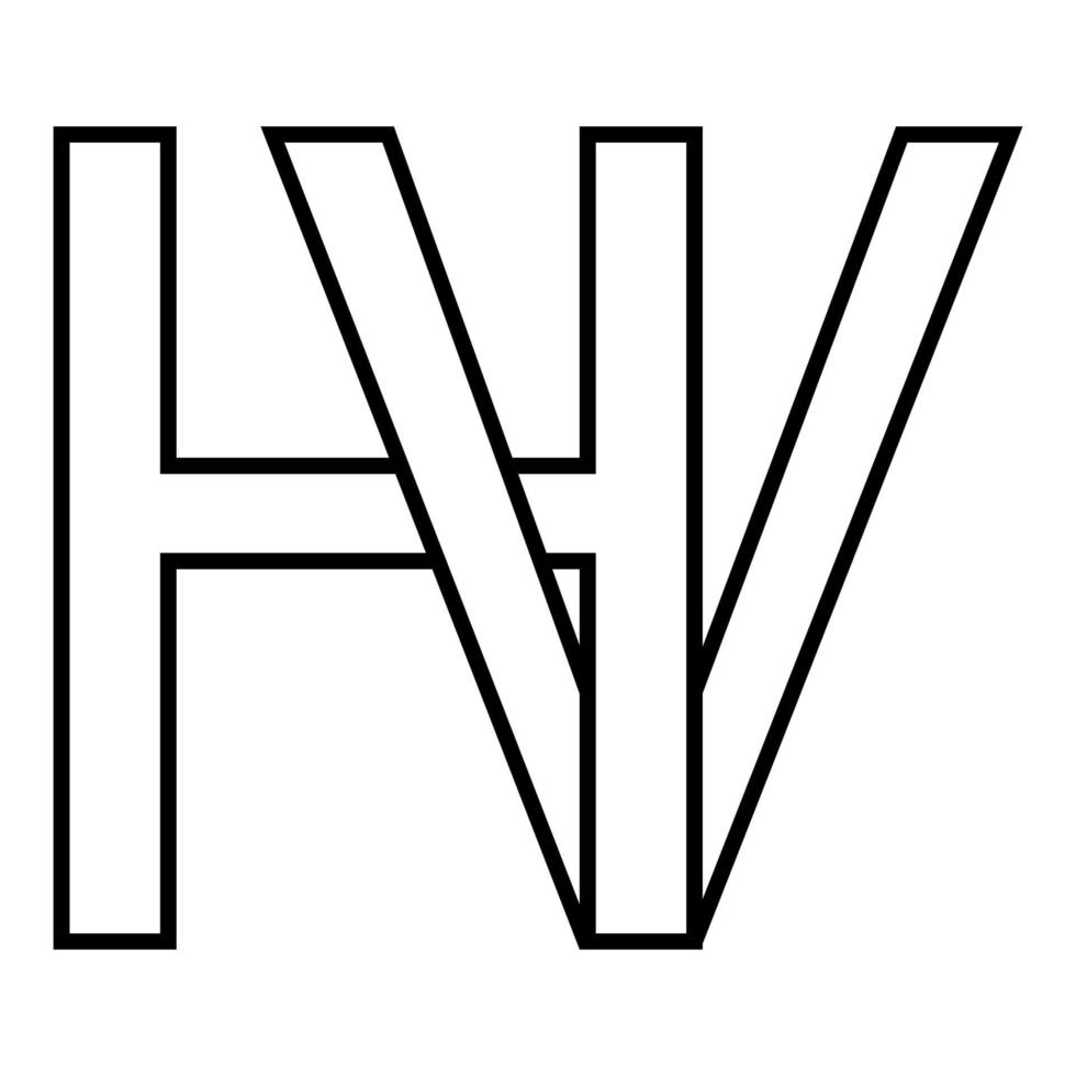 logo signe hv vh icône, nft entrelacé des lettres v h vecteur