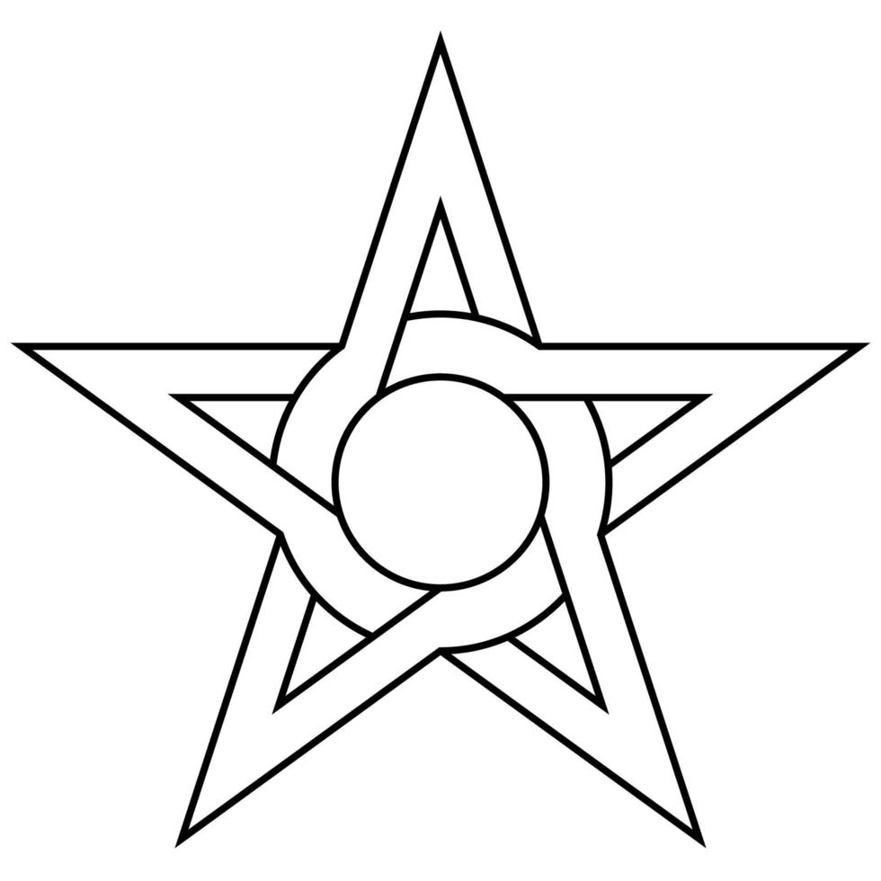 étoile avec cercle à l'intérieur entrelacement le côtés et coins de le étoile, vecteur logo symbole de Humain gratuit volonté