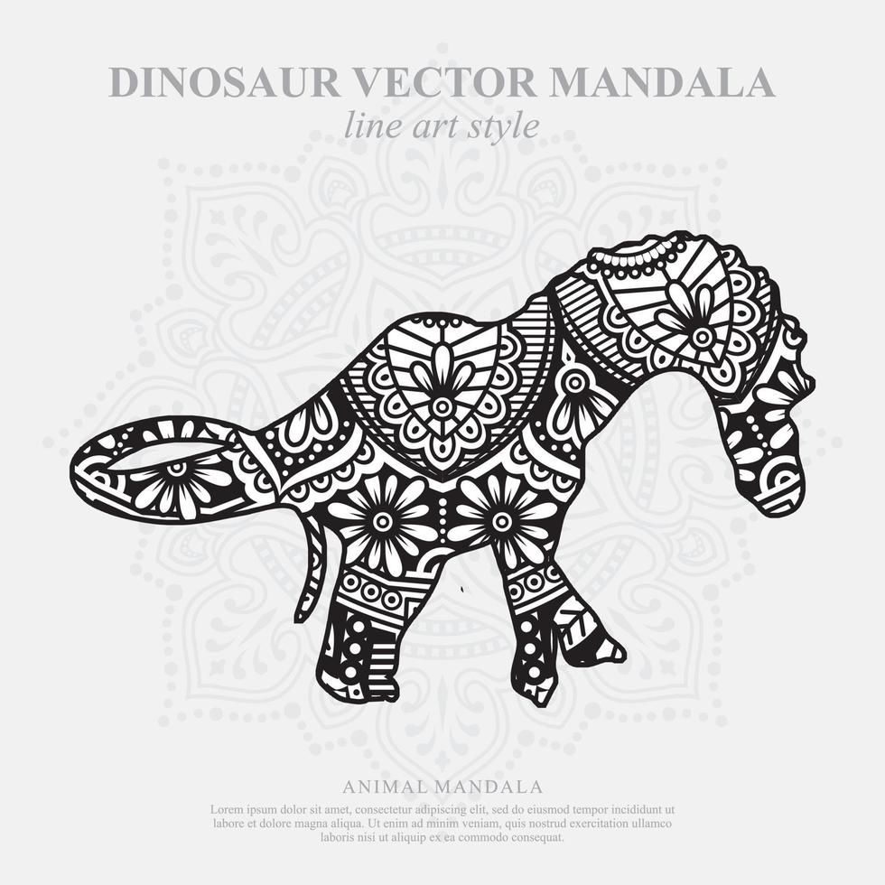 mandala de dinosaure. éléments décoratifs vintage. motif oriental, illustration vectorielle. vecteur
