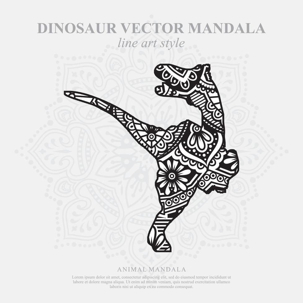 mandala de dinosaure. éléments décoratifs vintage. motif oriental, illustration vectorielle. vecteur