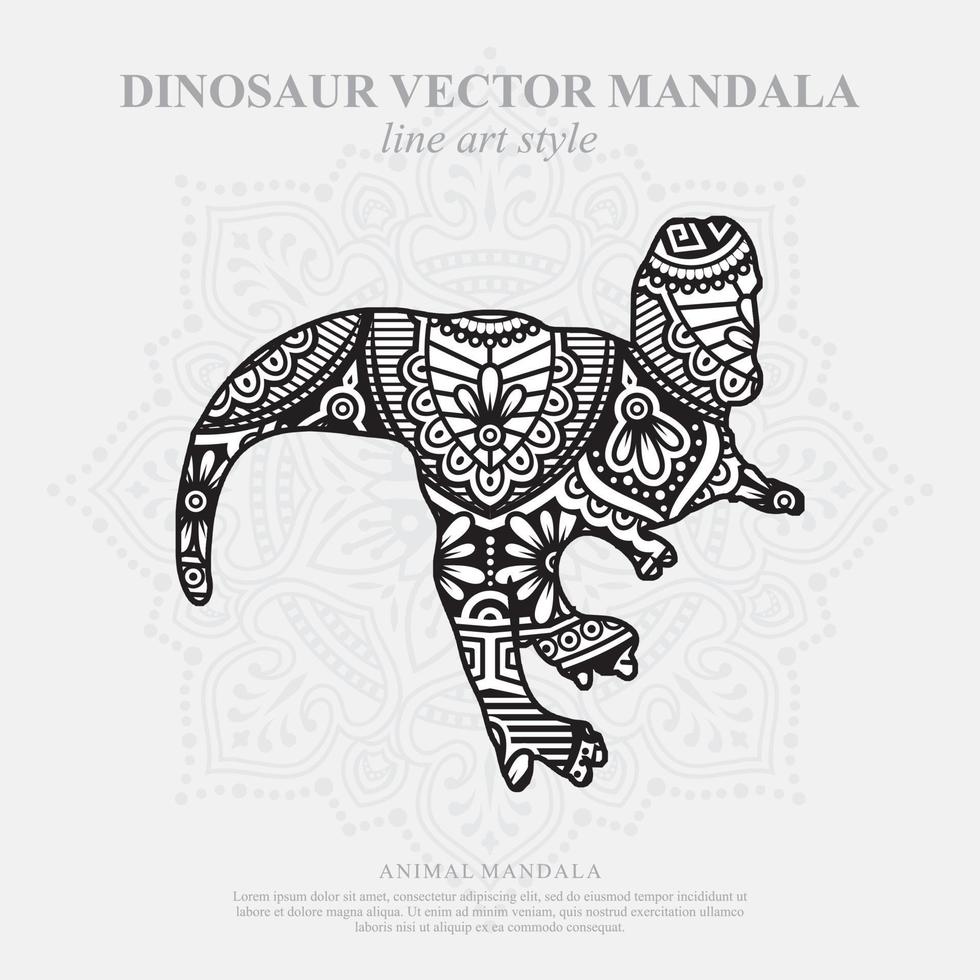 mandala de dinosaure. éléments décoratifs vintage. motif oriental, illustration vectorielle. vecteur