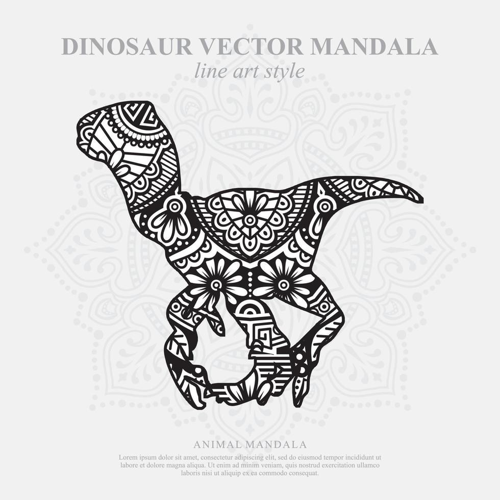 mandala de dinosaure. éléments décoratifs vintage. motif oriental, illustration vectorielle. vecteur