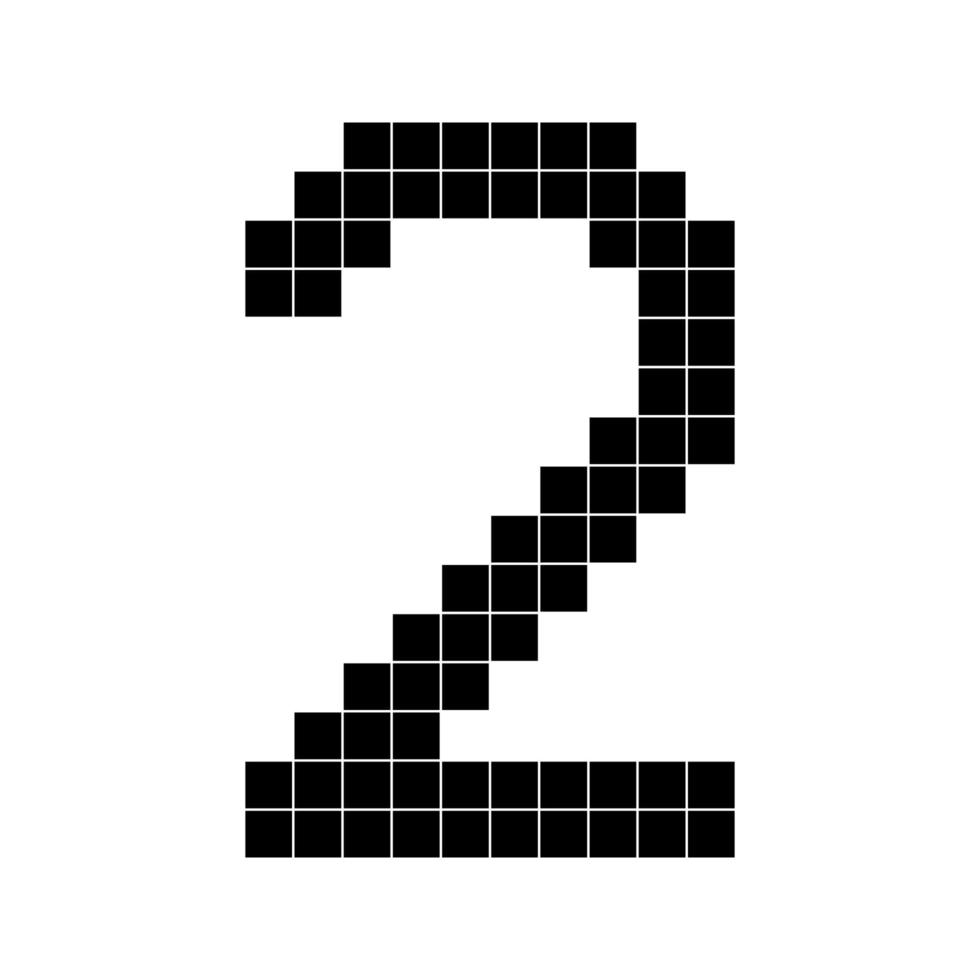 nombre 2 deux 3d cube pixel forme Minecraft 8 bit vecteur