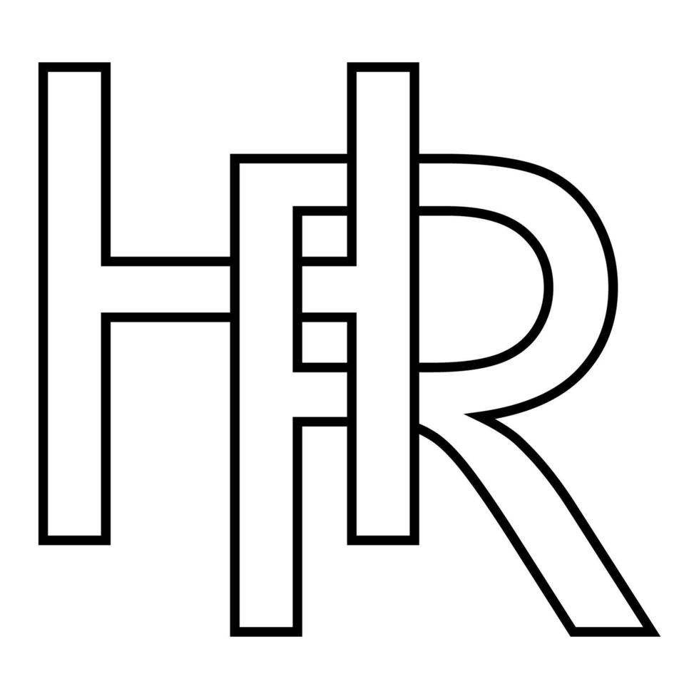 logo signe heure rh icône, nft entrelacé des lettres r h vecteur
