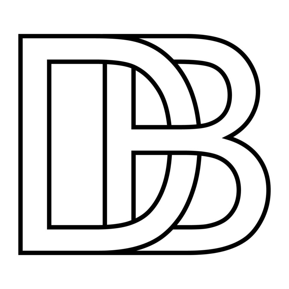 logo signe db bd icône signe entrelacé des lettres ré b vecteur