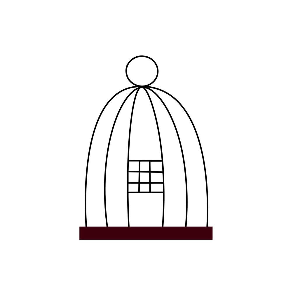 oiseau cage avec serrure. fermé volière de lignes. oiseau maison. griffonnage dessin animé vecteur