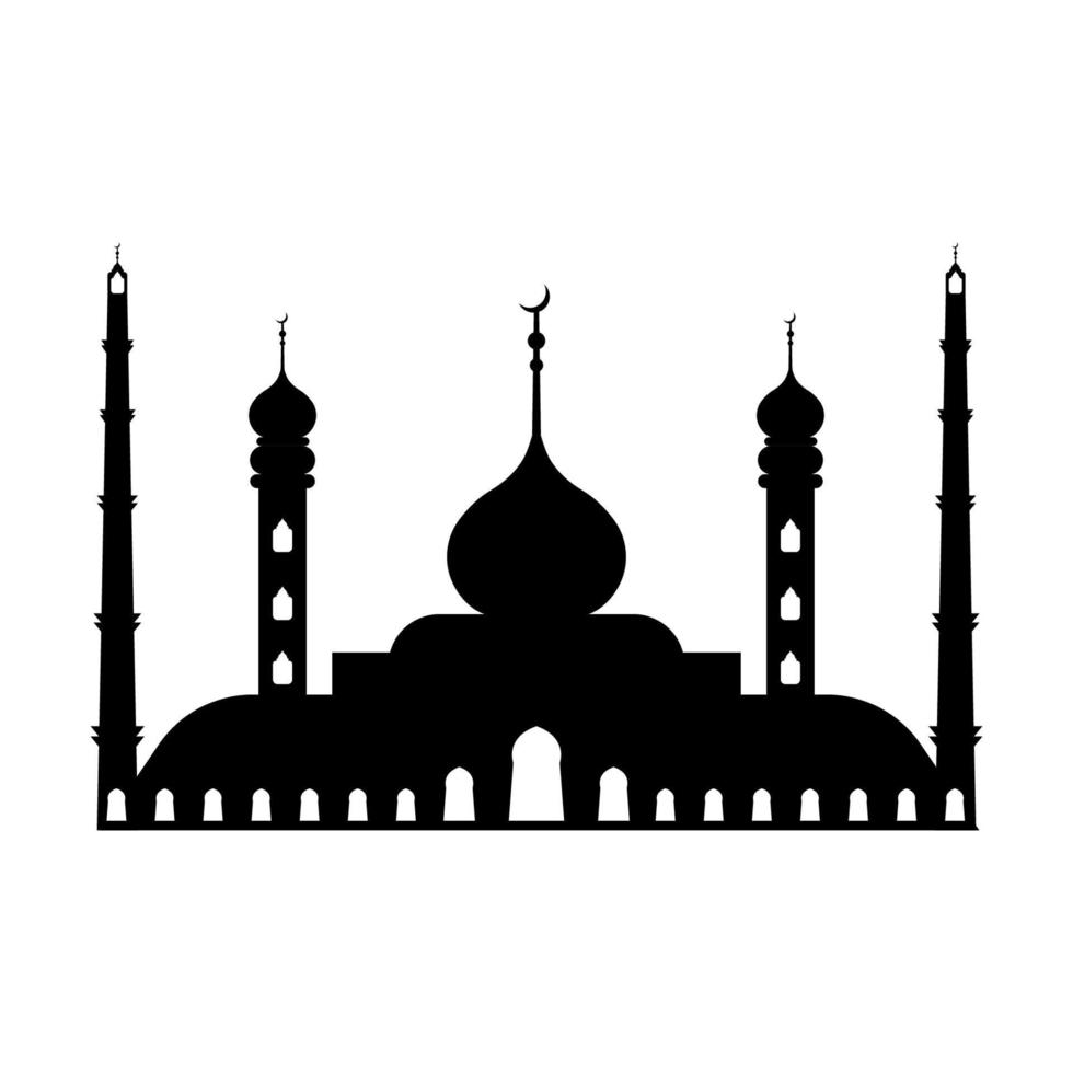 grand musulman mosquée, une endroit de culte à Allah, vecteur icône silhouette mosquée signe de Islam