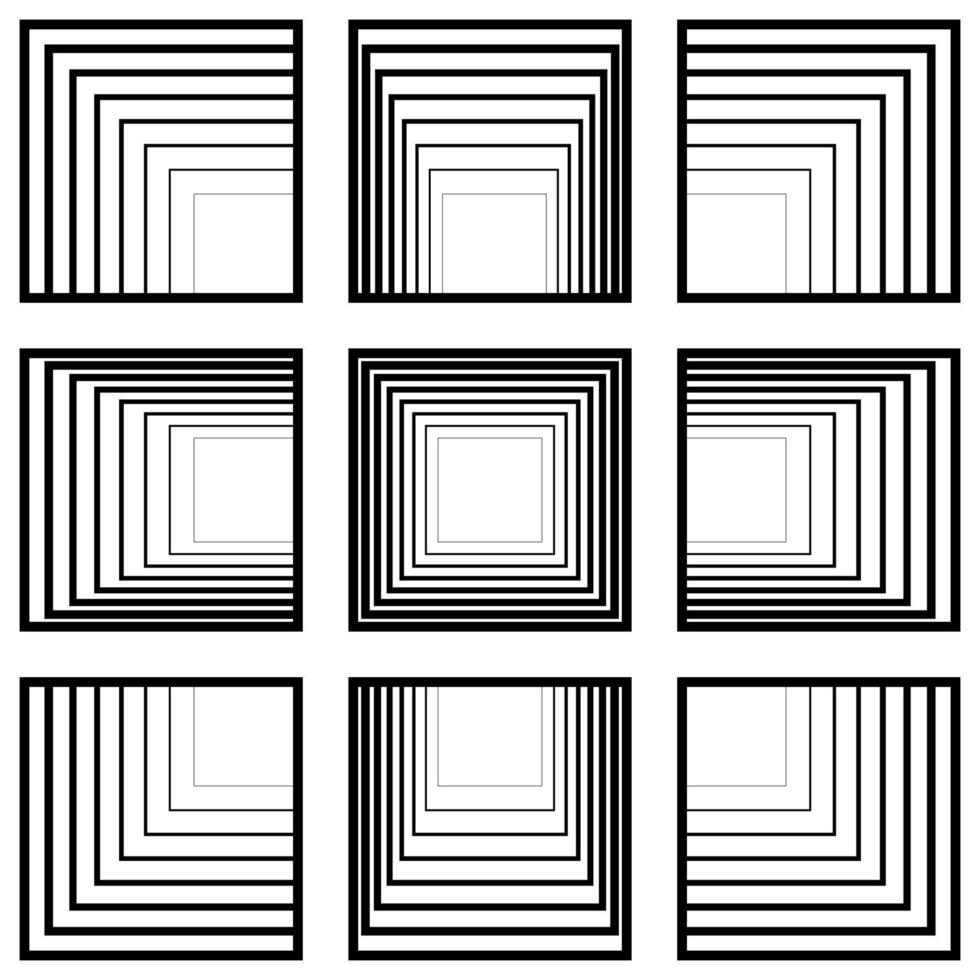 ensemble de fenêtre carrés avec la perspective tendre à le centre, vecteur la perspective concept tunnel transition à centre