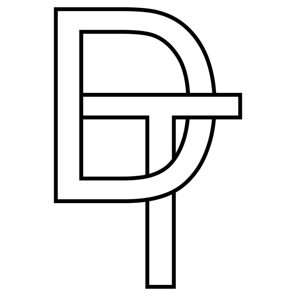 logo signe dt, td icône nft dt entrelacé des lettres ré t vecteur