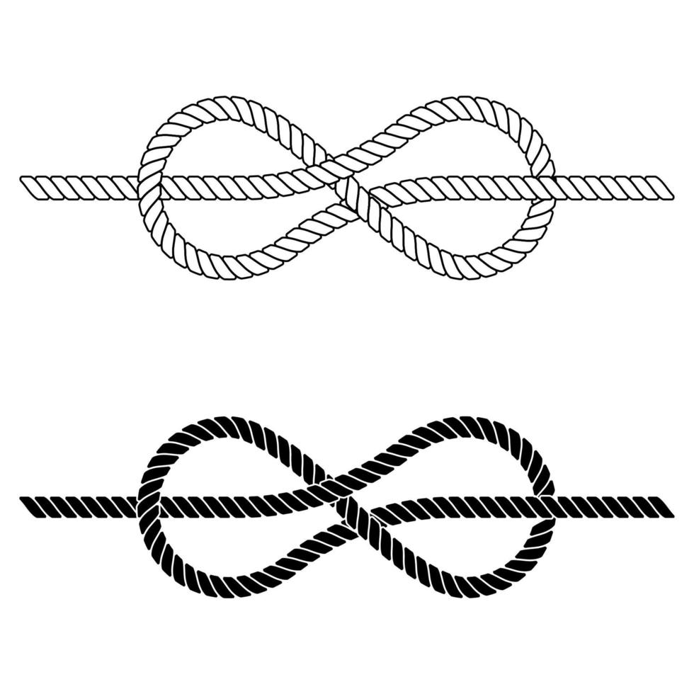 tressé corde est lié dans une mer nouer, le vecteur corde nœud fabriqué de dentelle est une symbole de cohésion, proche cravates travail en équipe