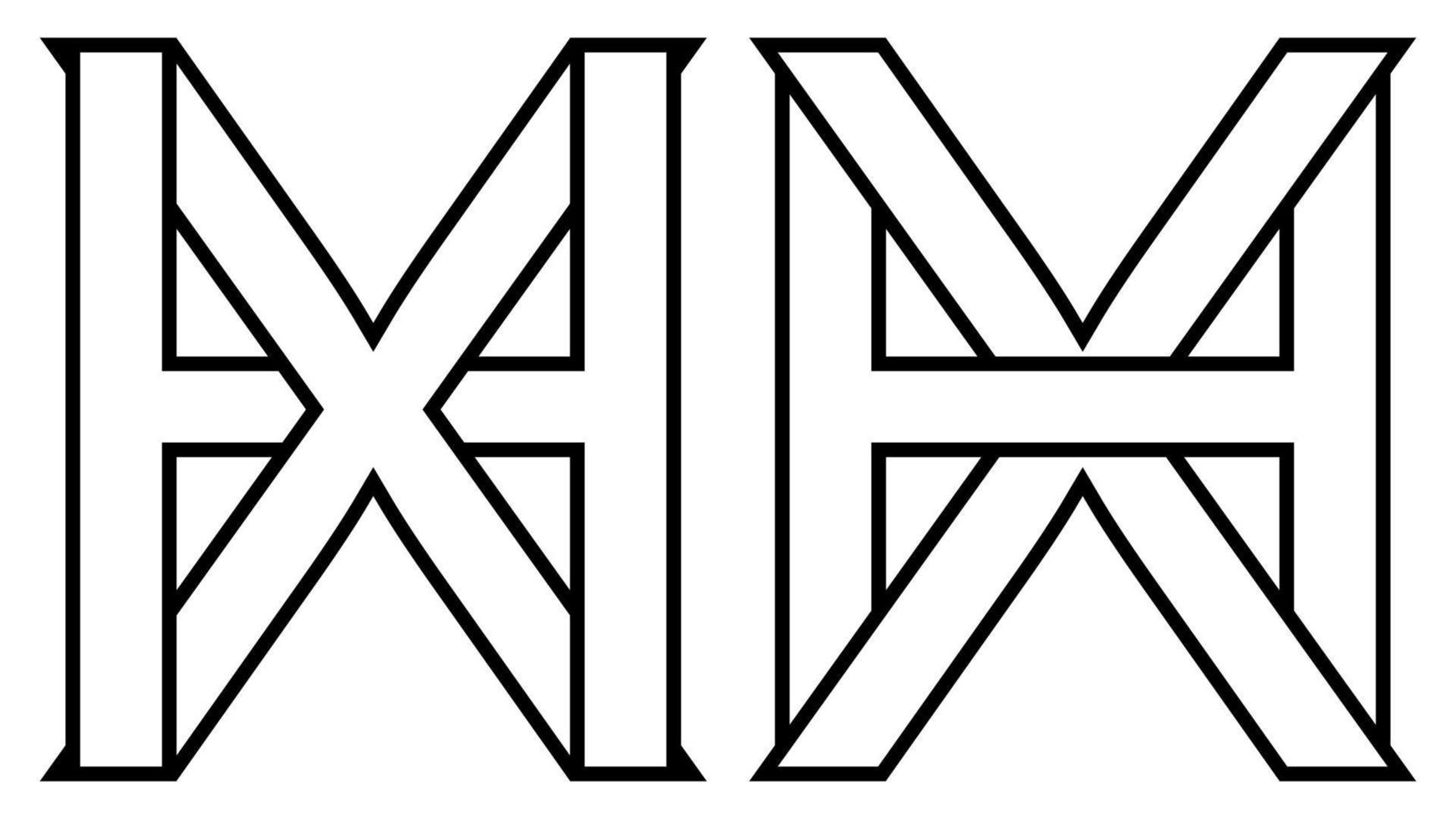 logo signe hx xh icône, nft entrelacé des lettres X h vecteur